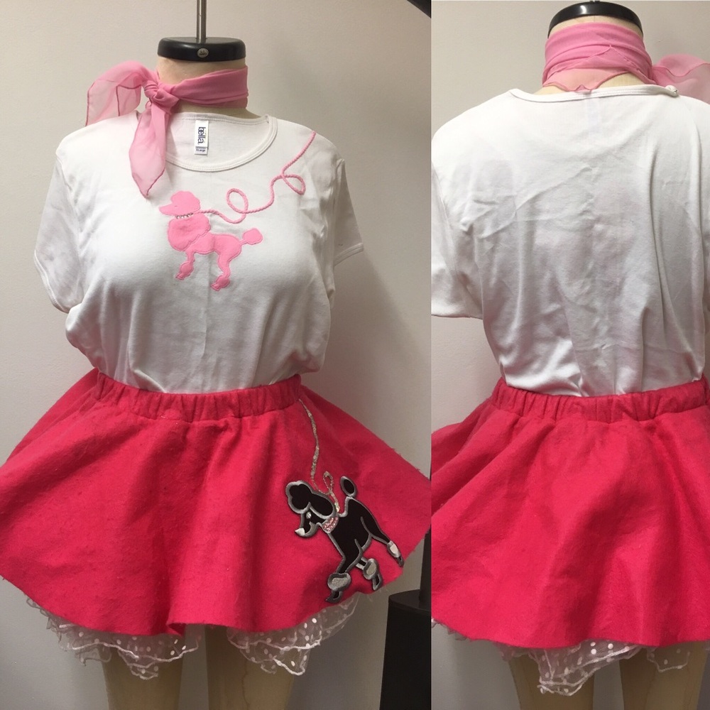 50s girl poodle skirt costume. Custom made.